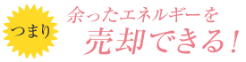 つまり余ったエネルギーを売却できる！